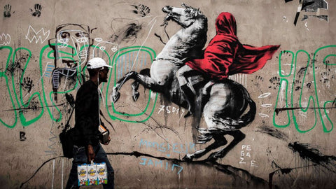 MAN ON A HORSE BANKSY GRAFFITI