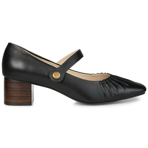 Journee Collection Womens Foster Tru Comfort Foam Wide Width Almond Toe Mid  Block Heel Pumps Black 5.5