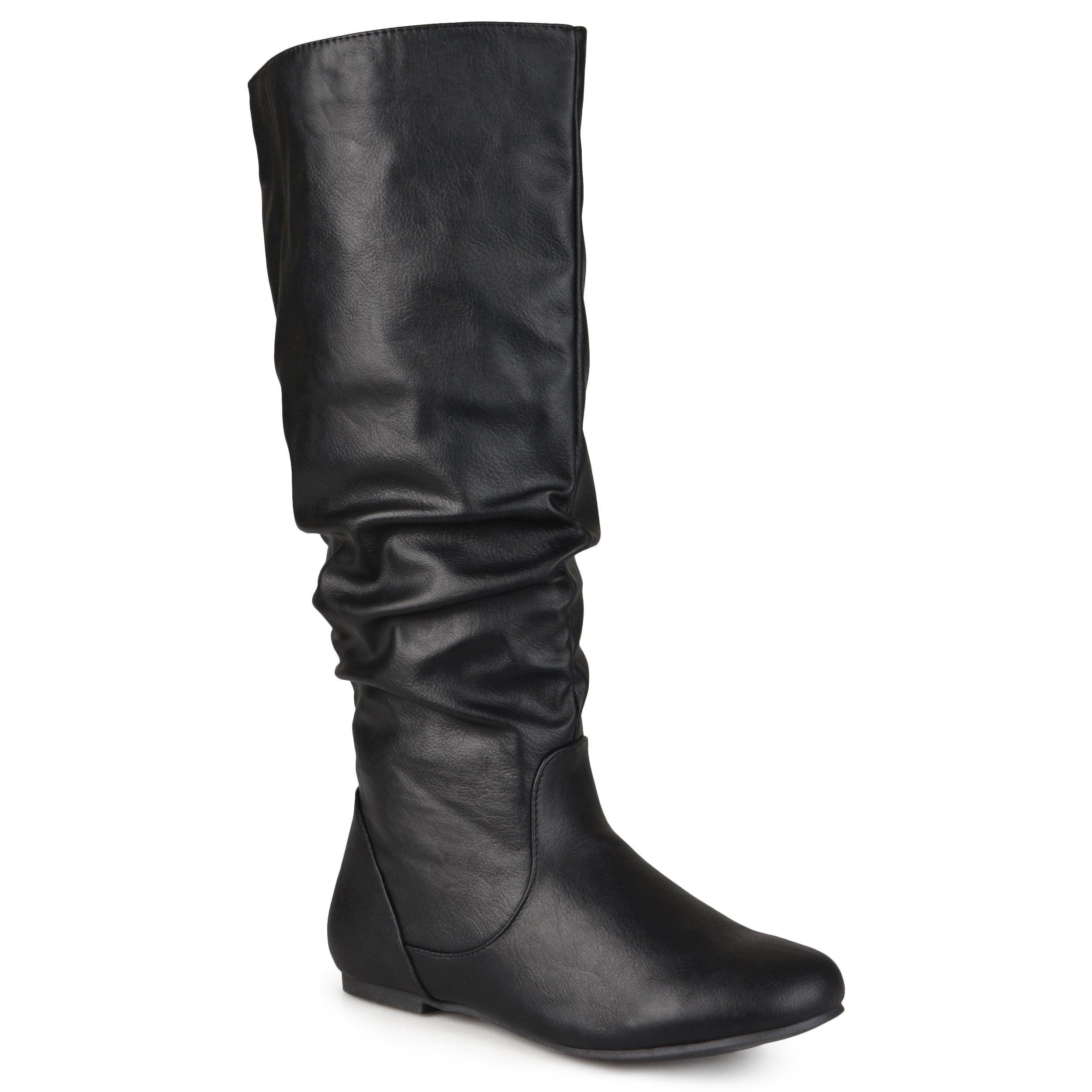 black flat boots wide calf