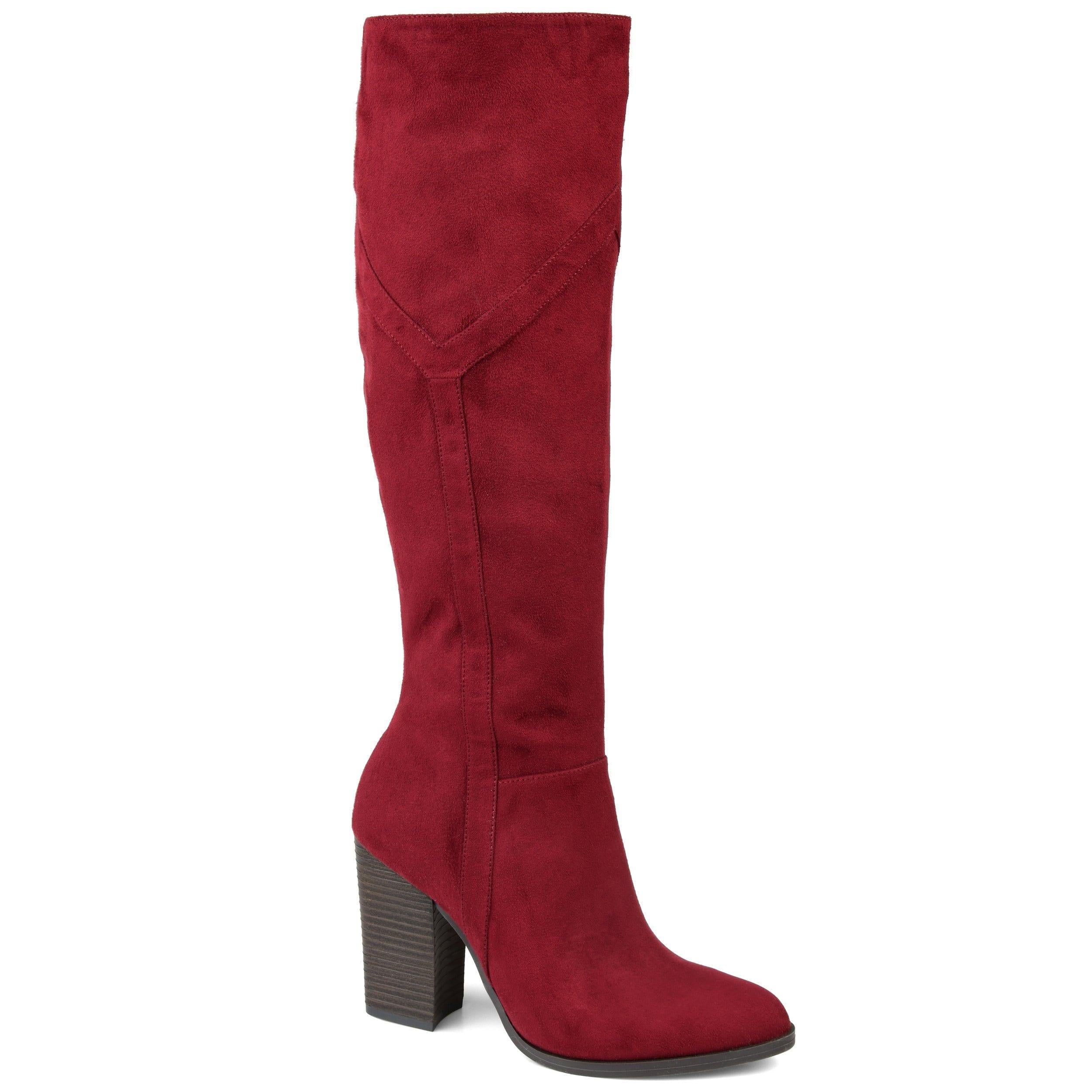 burgundy wide calf over the knee boots