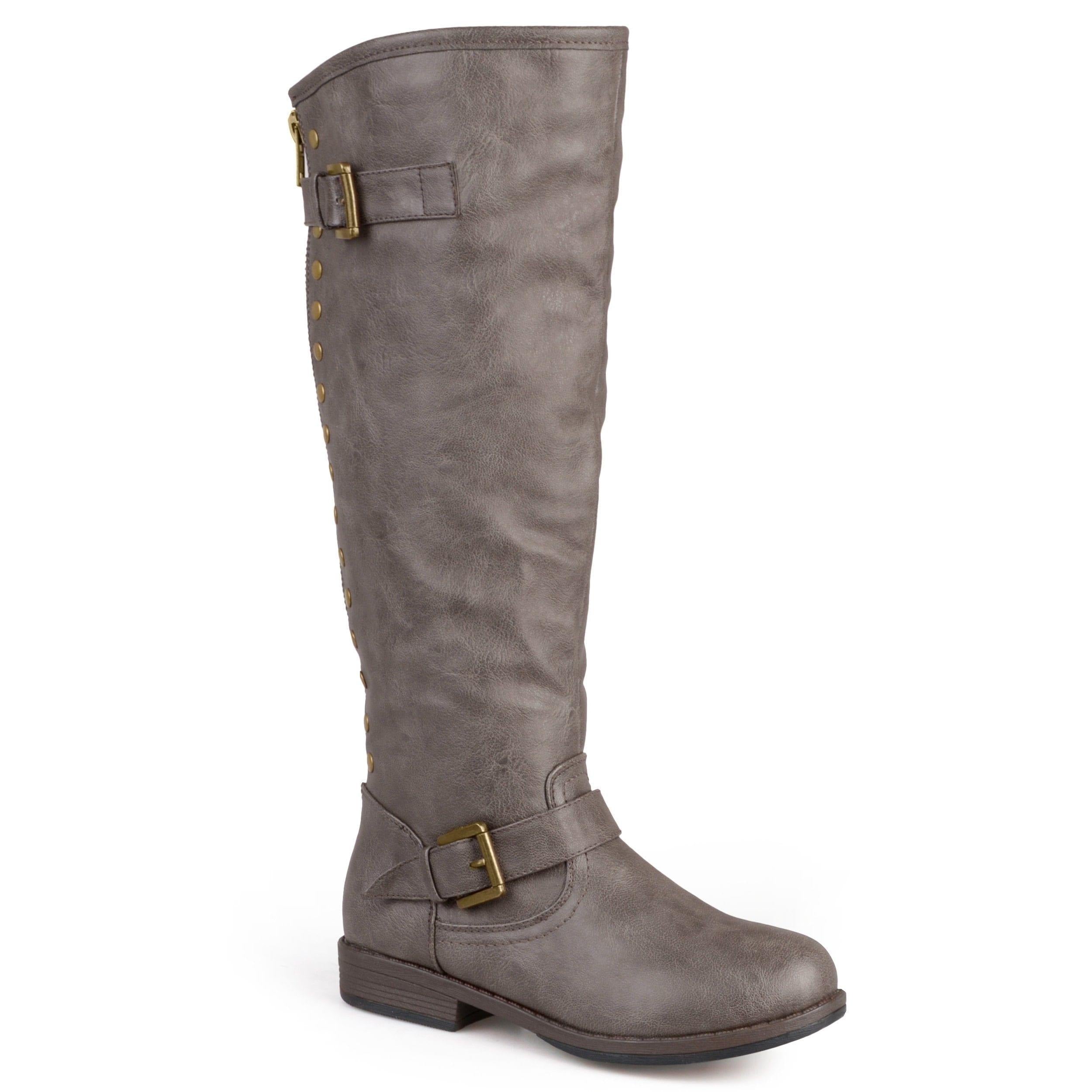 slip on mid calf boots