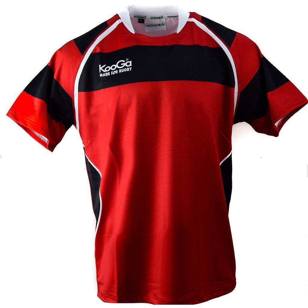 red and black rugby jersey