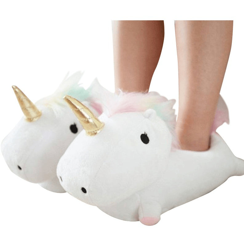 white unicorn slippers