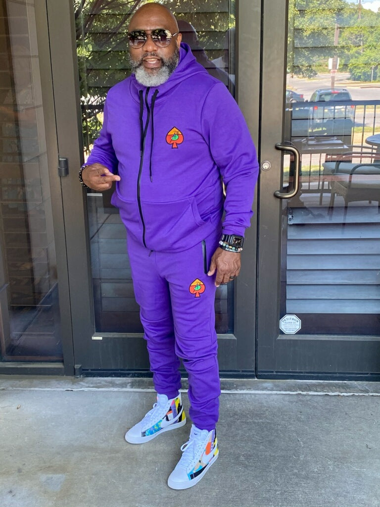 Patchwork Purple Sweatsuit | All Black Everything 24/7 365