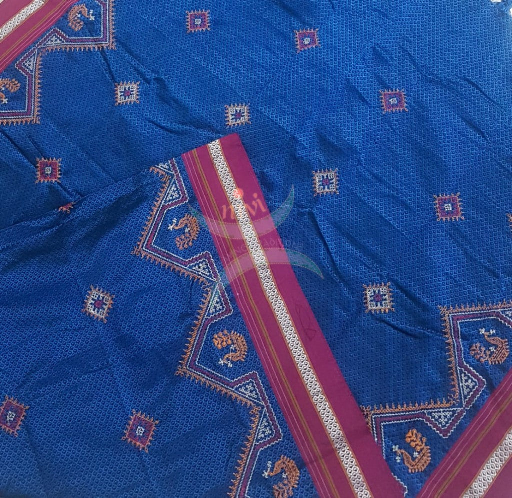 Royal blue khun/Khana dupatta with kasuti embroidery – Nivi- Weaving ...