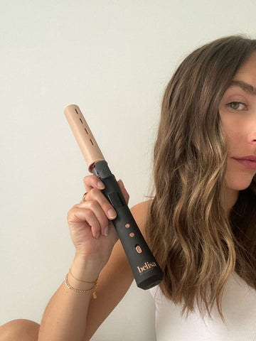 Áine Morris' Hair styled with the Belisa Cordless Curling Iron With Clip 