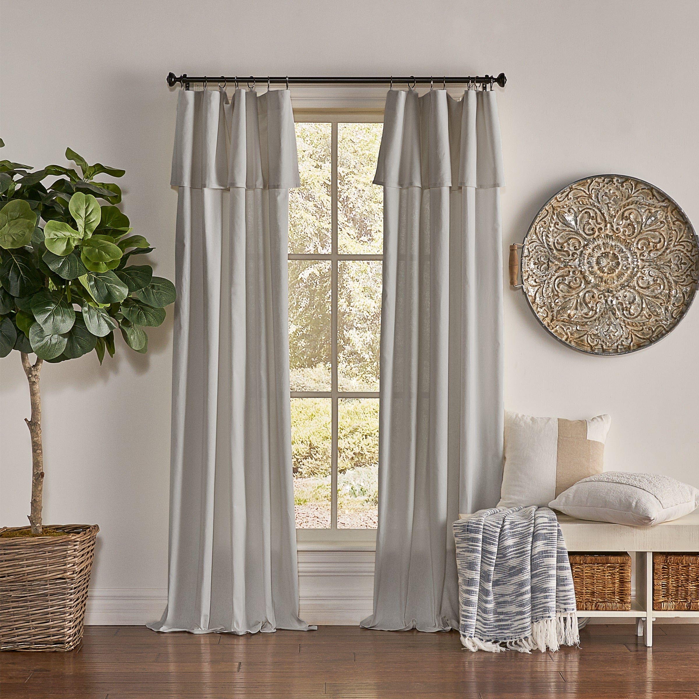 Photos - Curtains & Drapes SureFit Mercantile Drop Cloth Solid Curtain Panel with Valance in Grey 50