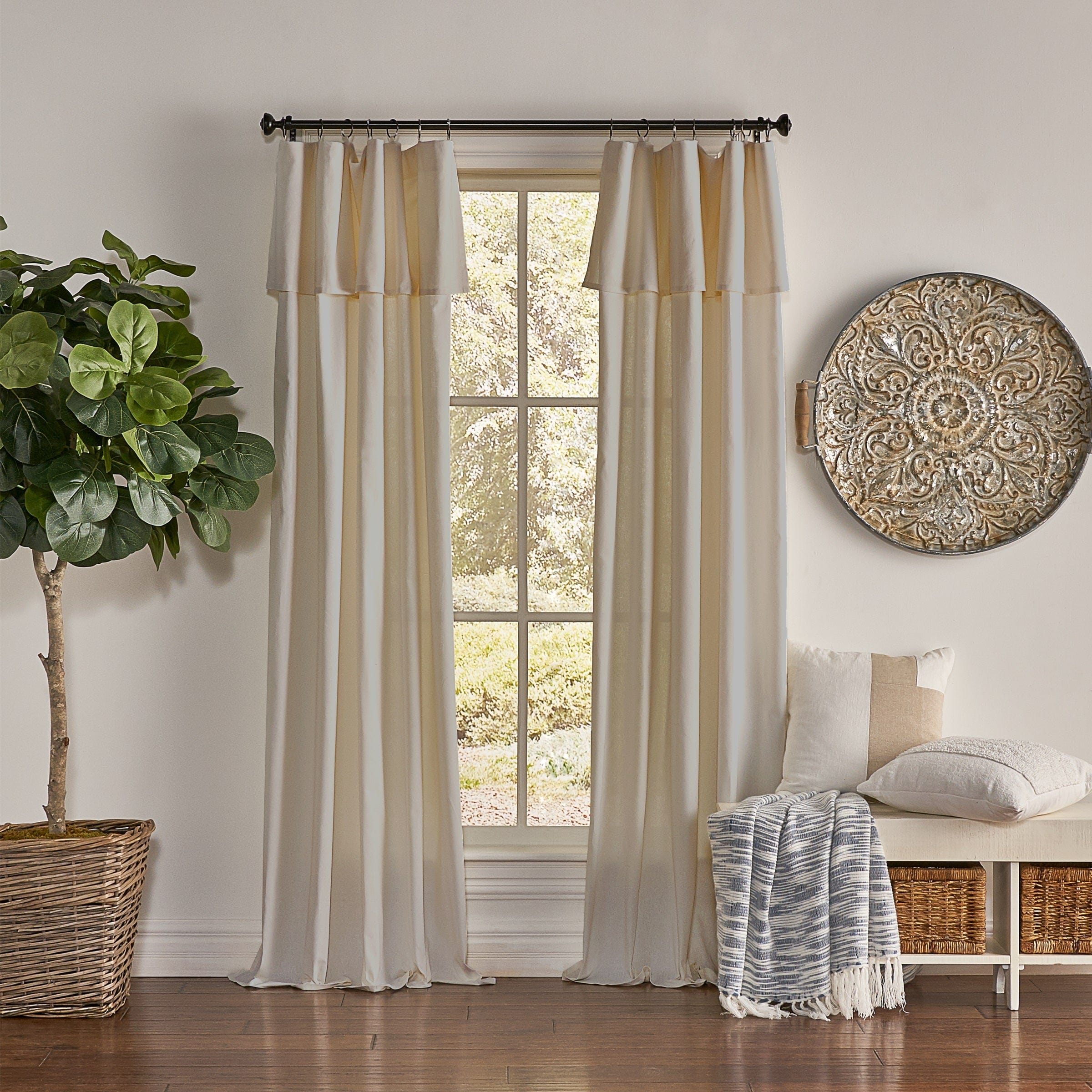 Photos - Curtains & Drapes SureFit Mercantile Drop Cloth Solid Curtain Panel with Valance in Linen 50