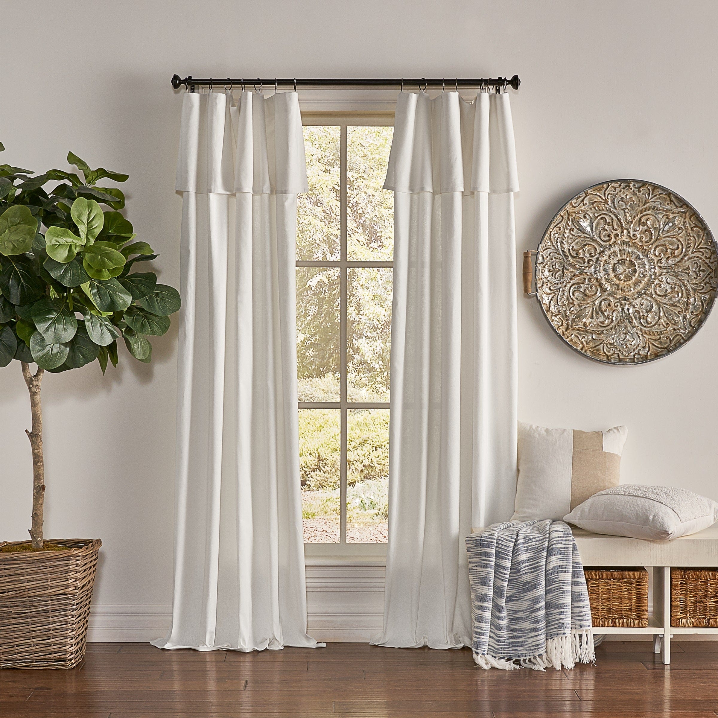 Photos - Curtains & Drapes SureFit Mercantile Drop Cloth Solid Curtain Panel with Valance in Off Whit