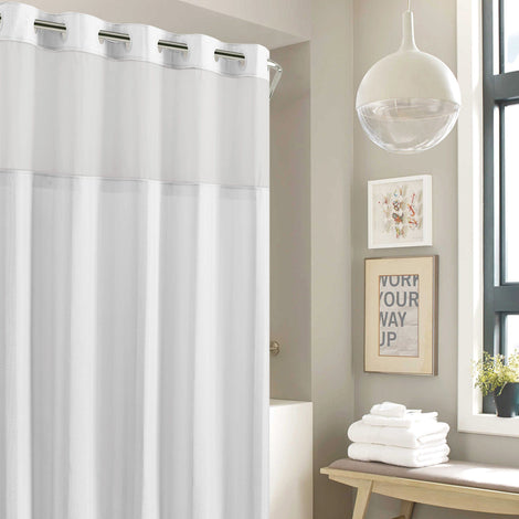 Dainty Home Waffle White 2pc Shower Curtain with Detachable Liner