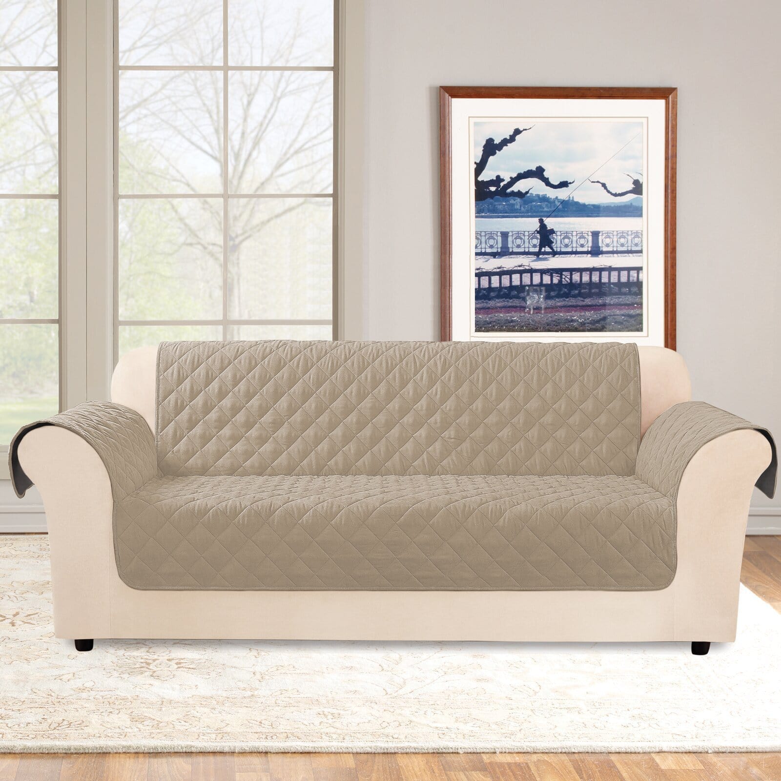Microfiber Non-Slip Sofa Furniture Cover |  Water Resistant | Machine Washable