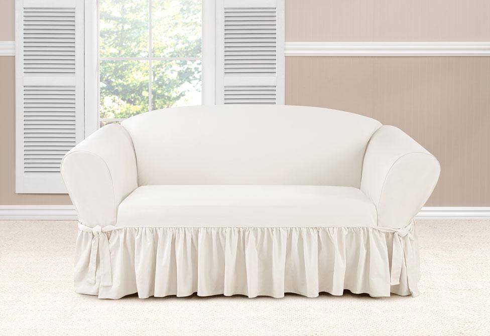 Essential Twill One Piece Loveseat Slipcover | 100% Cotton | Machine Washable