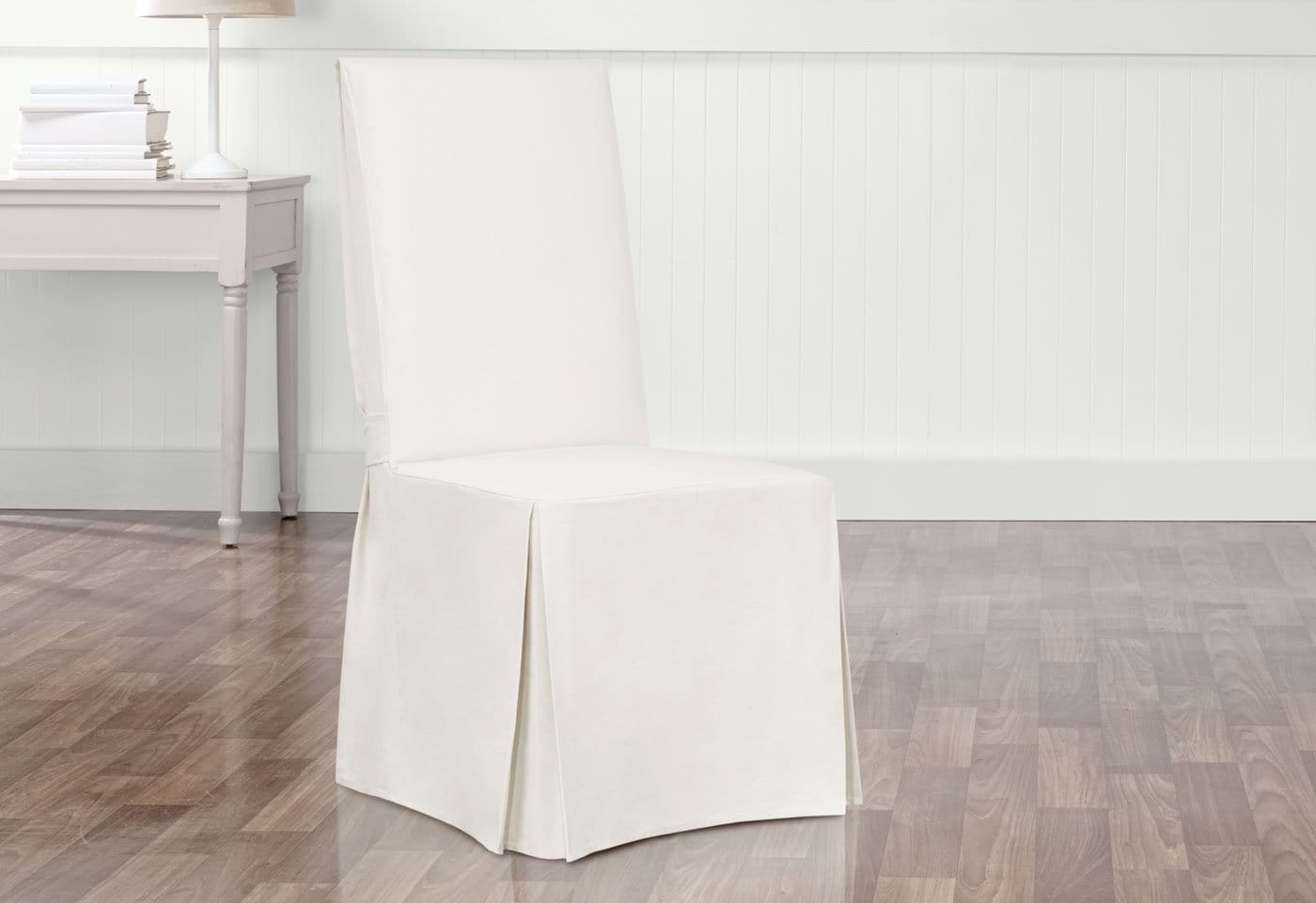 Essential Twill Long Dining Chair Slipcover | 100% Cotton | Machine Washable | Scotchgard