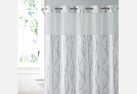 Title: Hookless® It's A Snap!® Fabric Snap-In Shower Curtain Liner,  Water-Repellant, Easy Install, White Color 70 x 54in