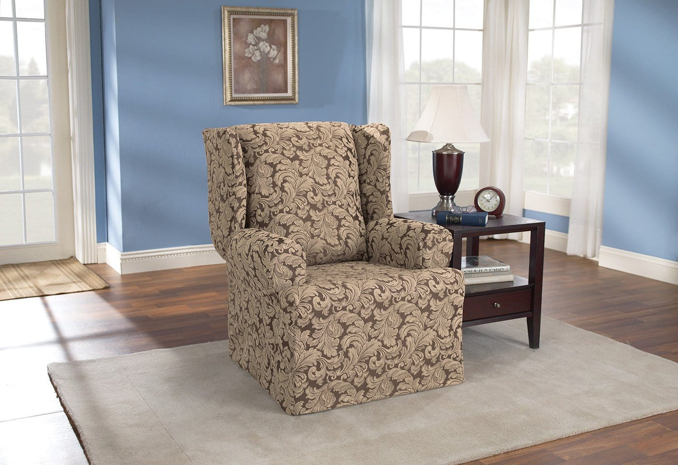 Scroll One Piece Wing Chair Slipcover | Wing Chair Slipcovers | SureFit