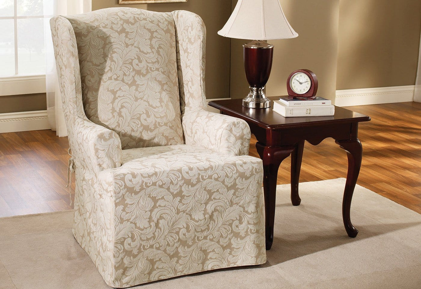 Scroll One Piece Wing Chair Slipcover Wing Chair Slipcovers