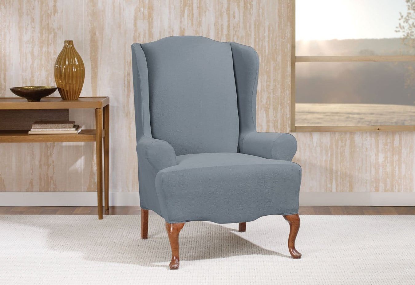 wingback chair slipcovers navy