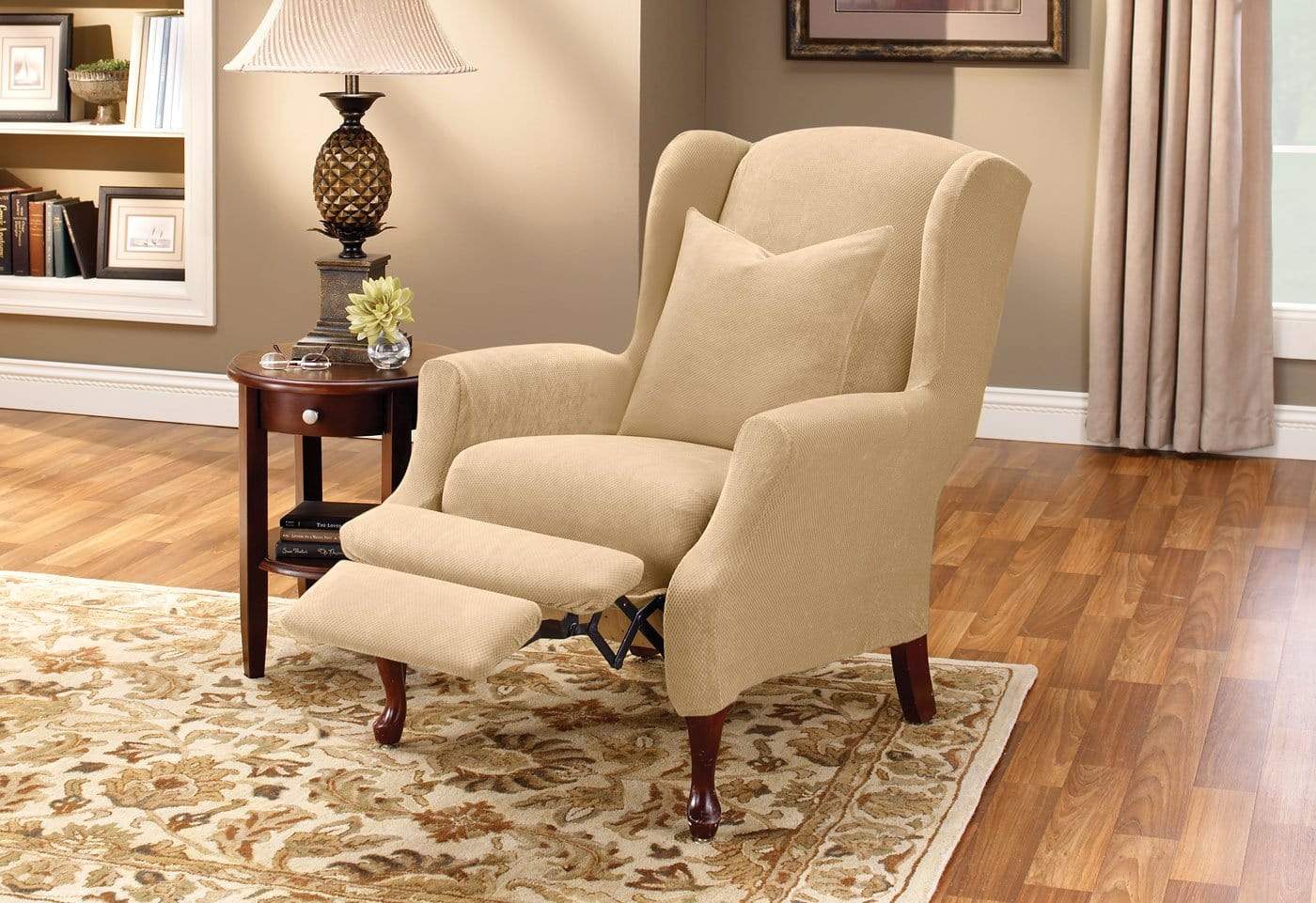 Stretch Pique Two Piece Wing Recliner Slipcover | SureFit