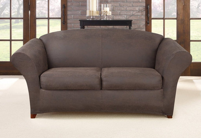 ultimate heavyweight stretch leather four piece sofa slipcover