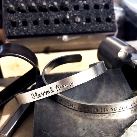 Personalized Bracelets - Hand stamped cuff bracelet