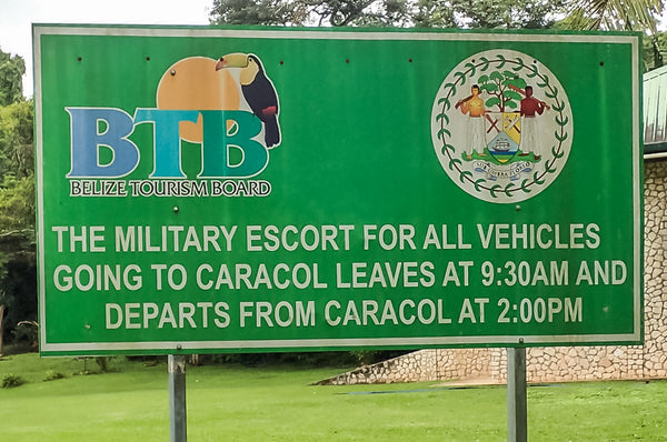 caracol, belize, checkpoint, military escort