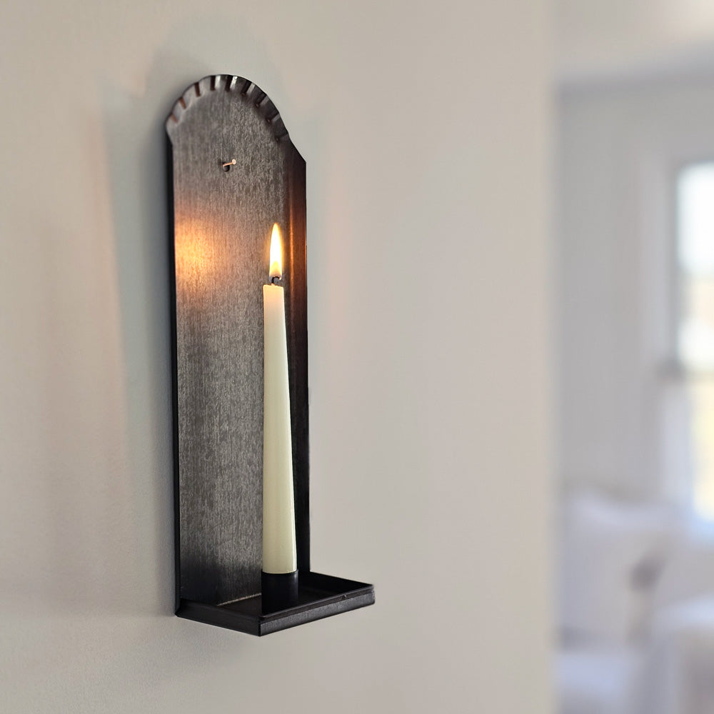 Wall Sconce Candle Holder, Wood Hanging Candleholder, Early Candle  Lighting, Handmade Blacksmith Forged Sconce 