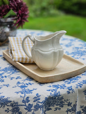 Embroidered Dish Towel with Delft Blue Sprig - Farmhouse Wares