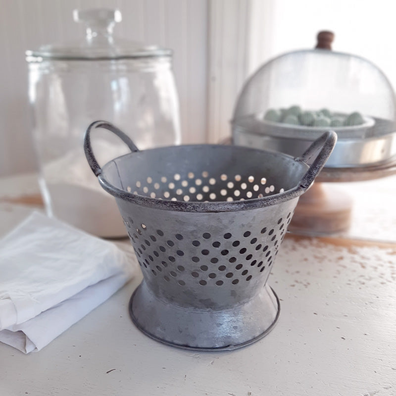 Rustic Tin Colander - Farmhouse Wares