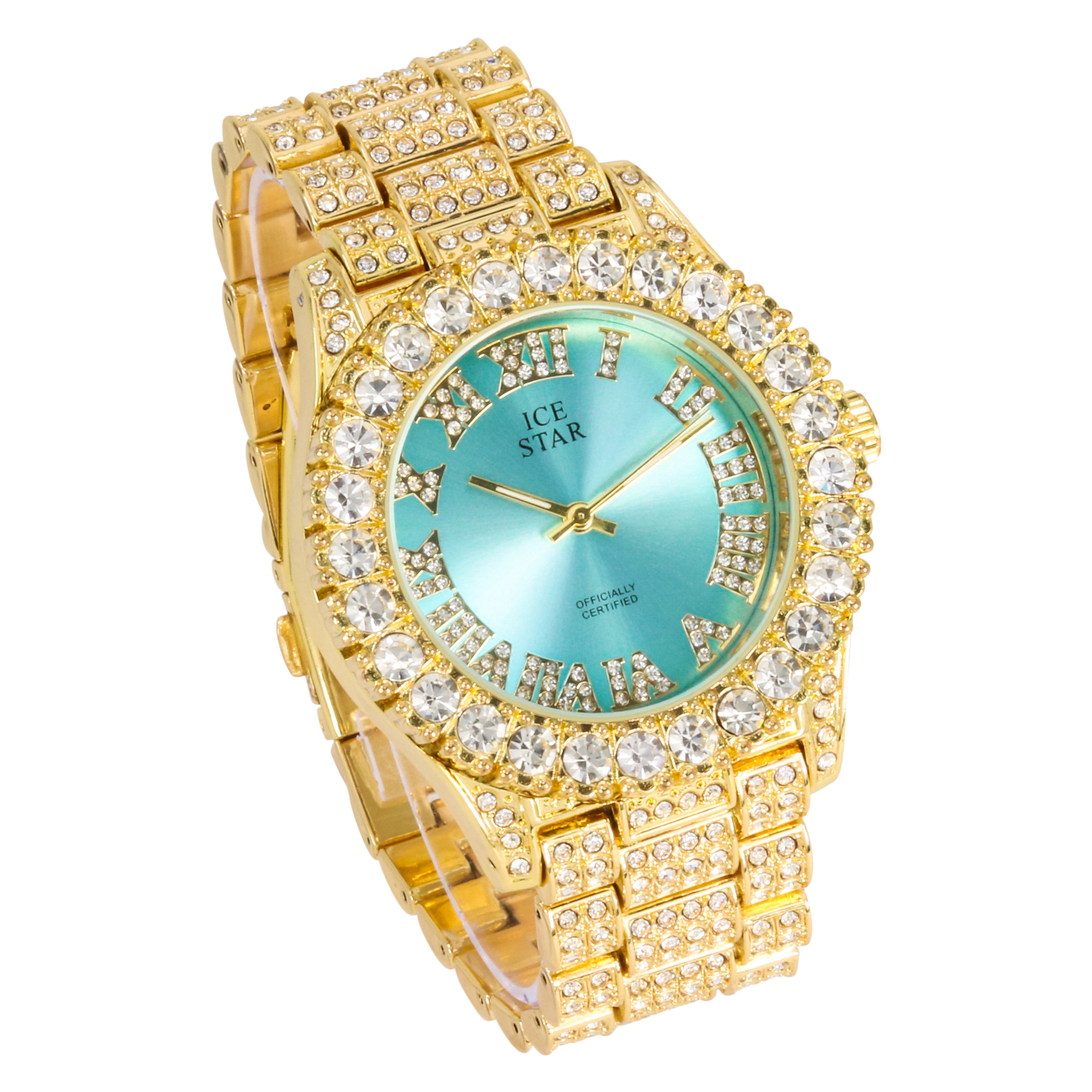 Women's Square Iced Out Watch 40mm Silver - Roman Dial