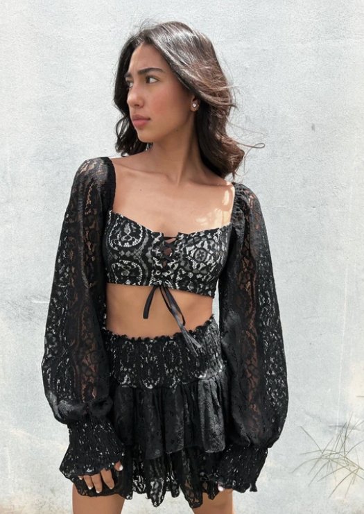 Luxury Flay Long Sleeve Crop Top Skirt Set Lace Dress in Lekki - Clothing,  Dales Store Ng