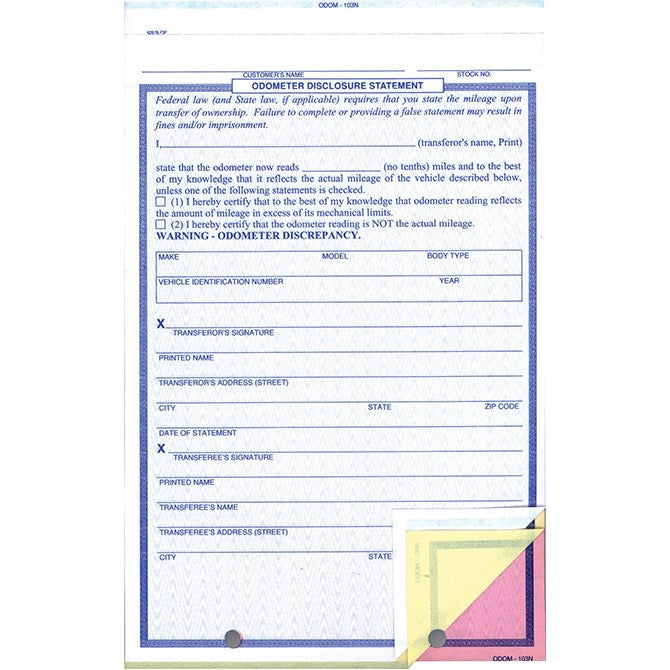 odometer disclosure statement form