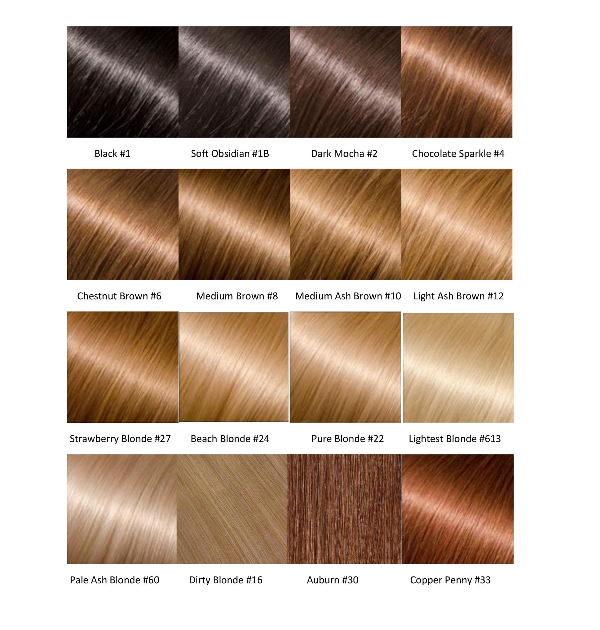 An Entire Hair Color Chart For Hair Extensions Glossie Hair
