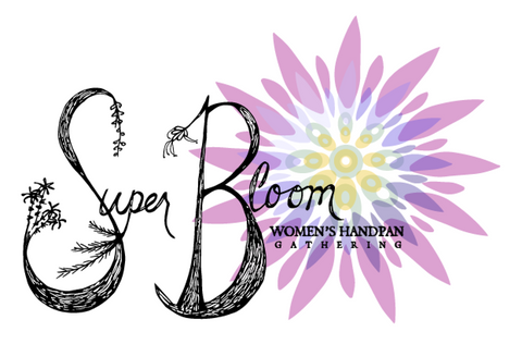 Super Bloom, women's handpan gathering logo. | weplaywelltogether