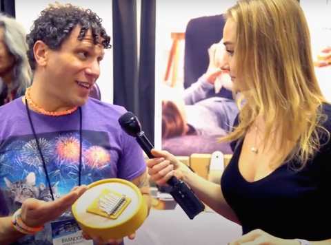 Brandon Blake at the 2019 NAMM Show talking about Hokema Kalimbas with VisionQuest Sound