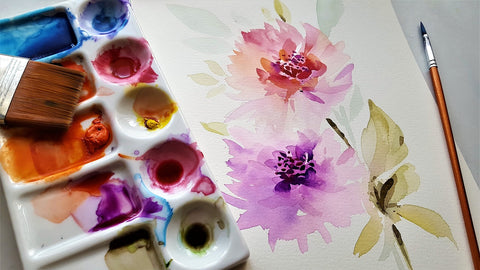 watercolour paper painted with flower