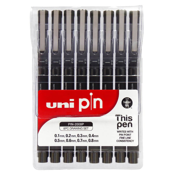 8pc Black Assorted Posca - Assorted Tips - Artworx Art Supplies