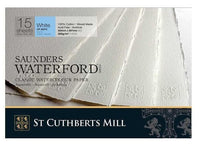 St. Cuthberts Mill Saunders Waterford Watercolor Paper Block - 12x9-inch  White 100% Cotton Watercolor Paper - 20 Sheets of 140lb Cold Press  Watercolor