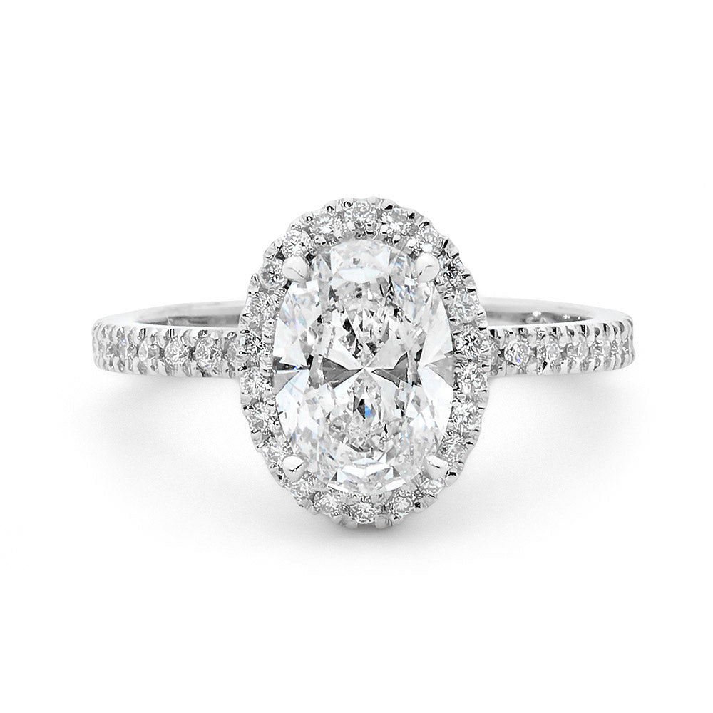 Platinum Oval Cut Halo Diamond Ring – Linneys Jewellery