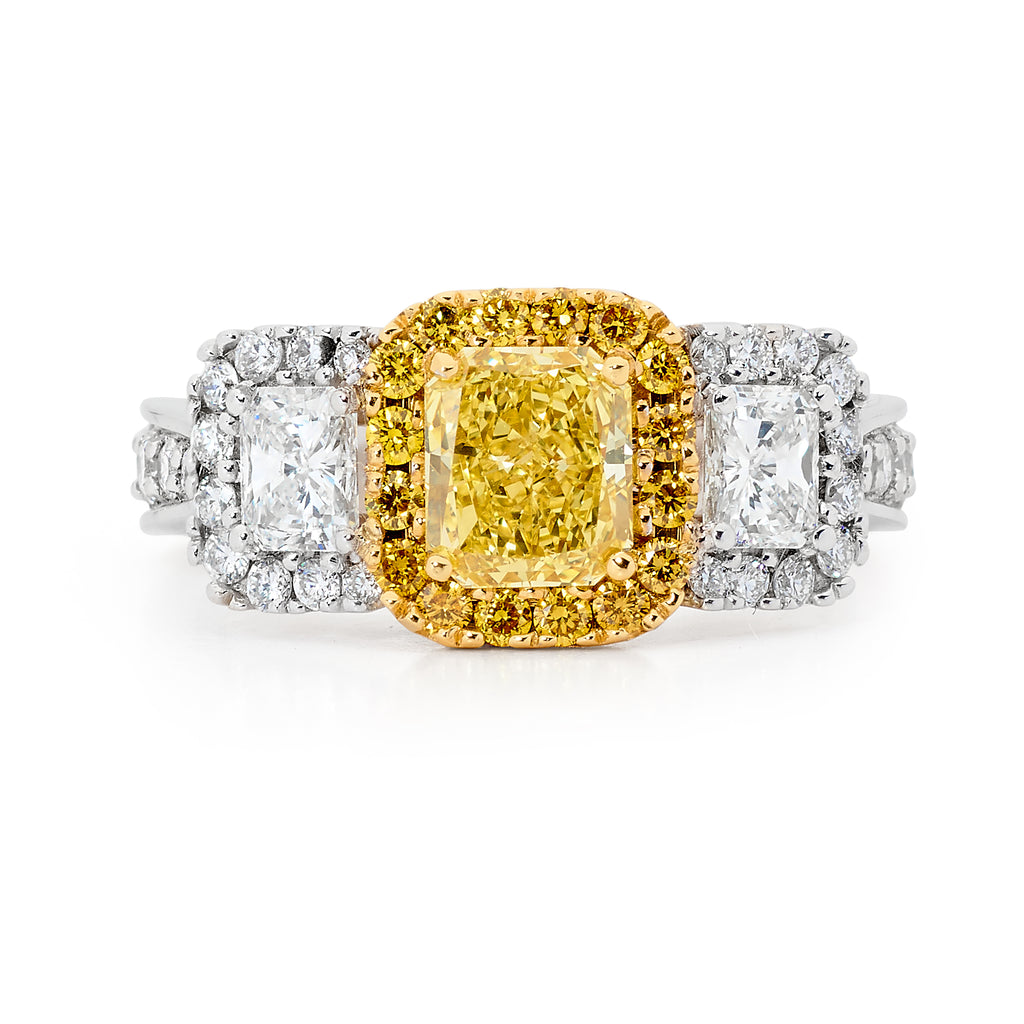 yellow radiant cut diamond ring