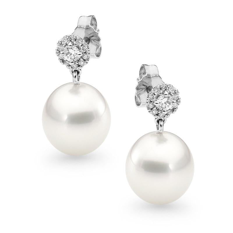 Halo diamond and pearl earrings – Linneys Jewellery