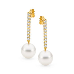 Pave Row Diamond and Pearl Earrings online jewellery shop buy jewellery online jewellers in perth perth jewellery stores wedding jewellery australia diamonds for sale perth gold jewellery perth pearl jewellery