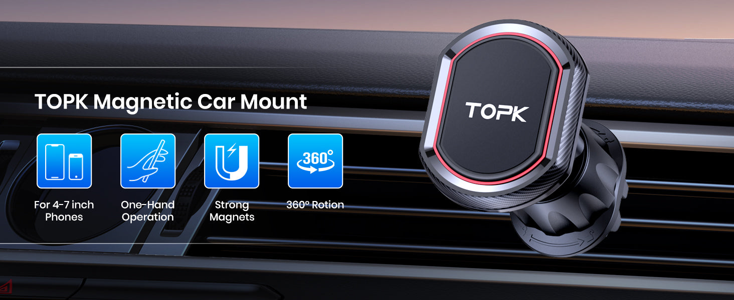 TOPK Auto Telefon Halter Halterung Handy Halterung für Auto Dashboard &  Windschutz für Universal Autos 360 ° Drehbare Mobile telefon Holde