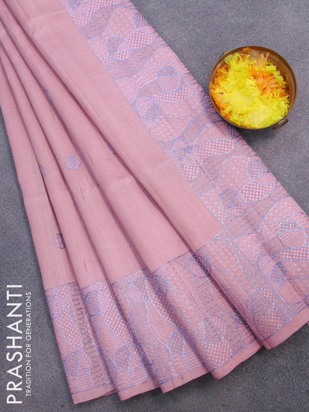 Pastel Pink with Silver zari , classic Kanjeevaram Silk with a modern  twist! Kanjivaram is... | Tussar silk saree, Indian fashion trends, Pink