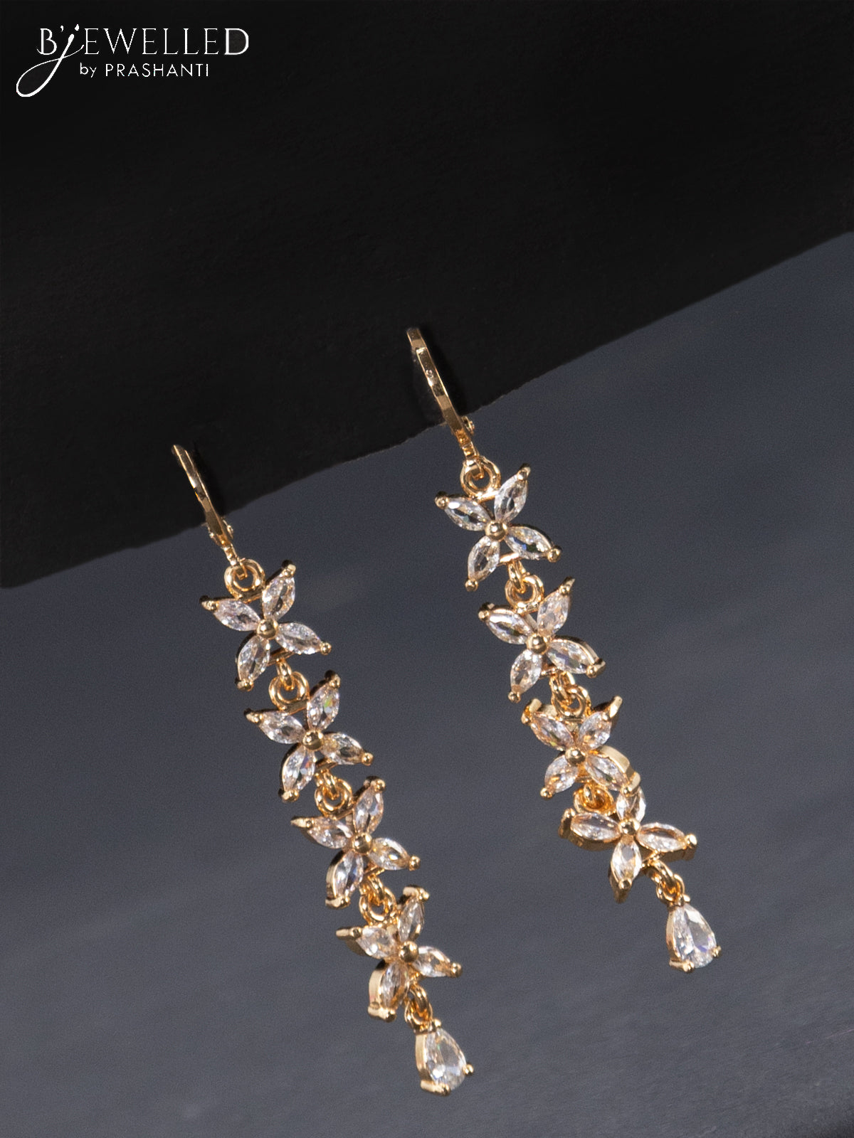Small Jhumka Earring Hanging Pearl Stone Flower Design ER3046