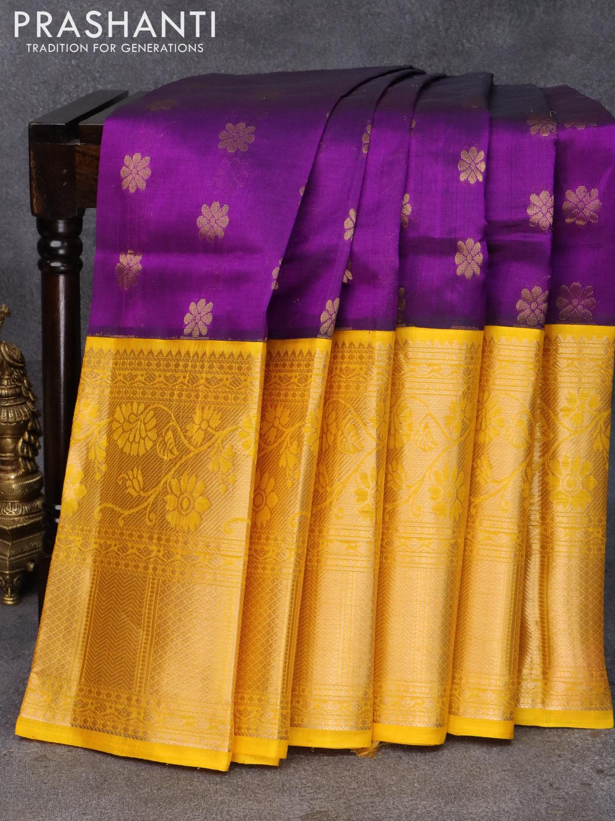 Banarasee Handwoven Faux Georgette Saree With Silver Zari Buti & Contr