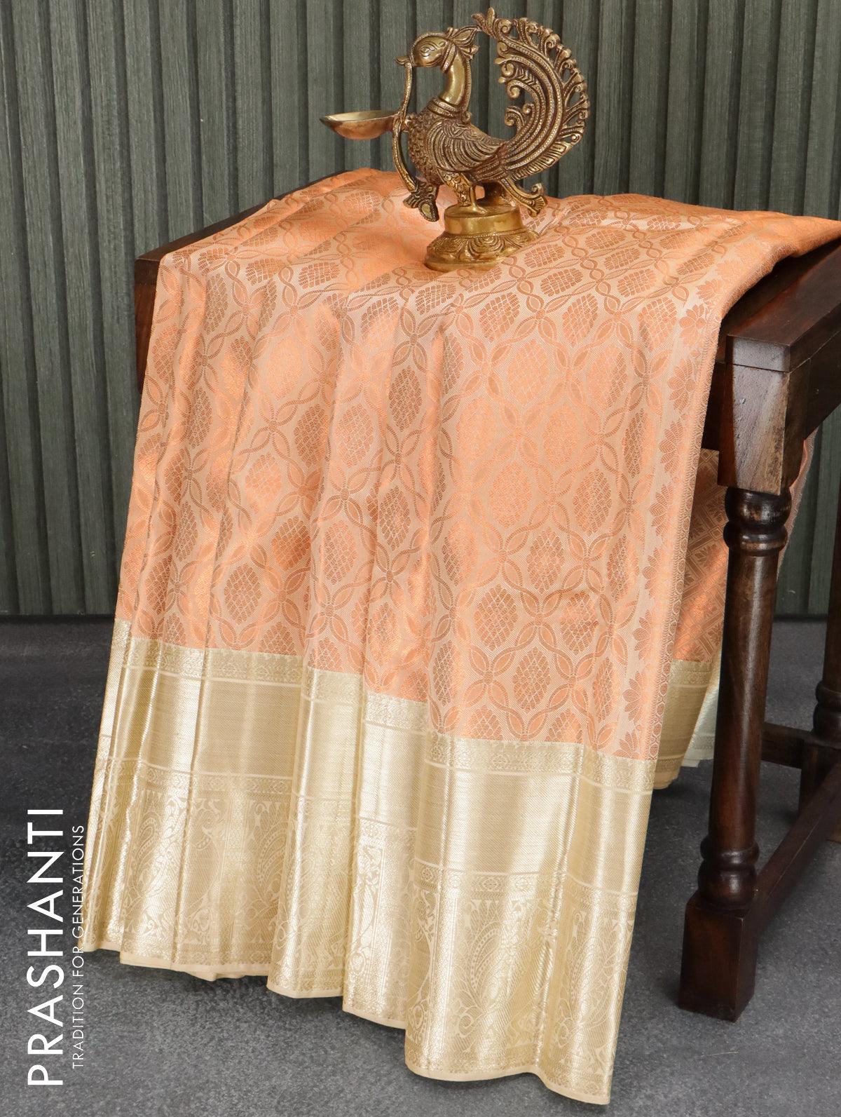 Banarasi Copper Zari Tissue Silk Saree With Blouse – thecotlin