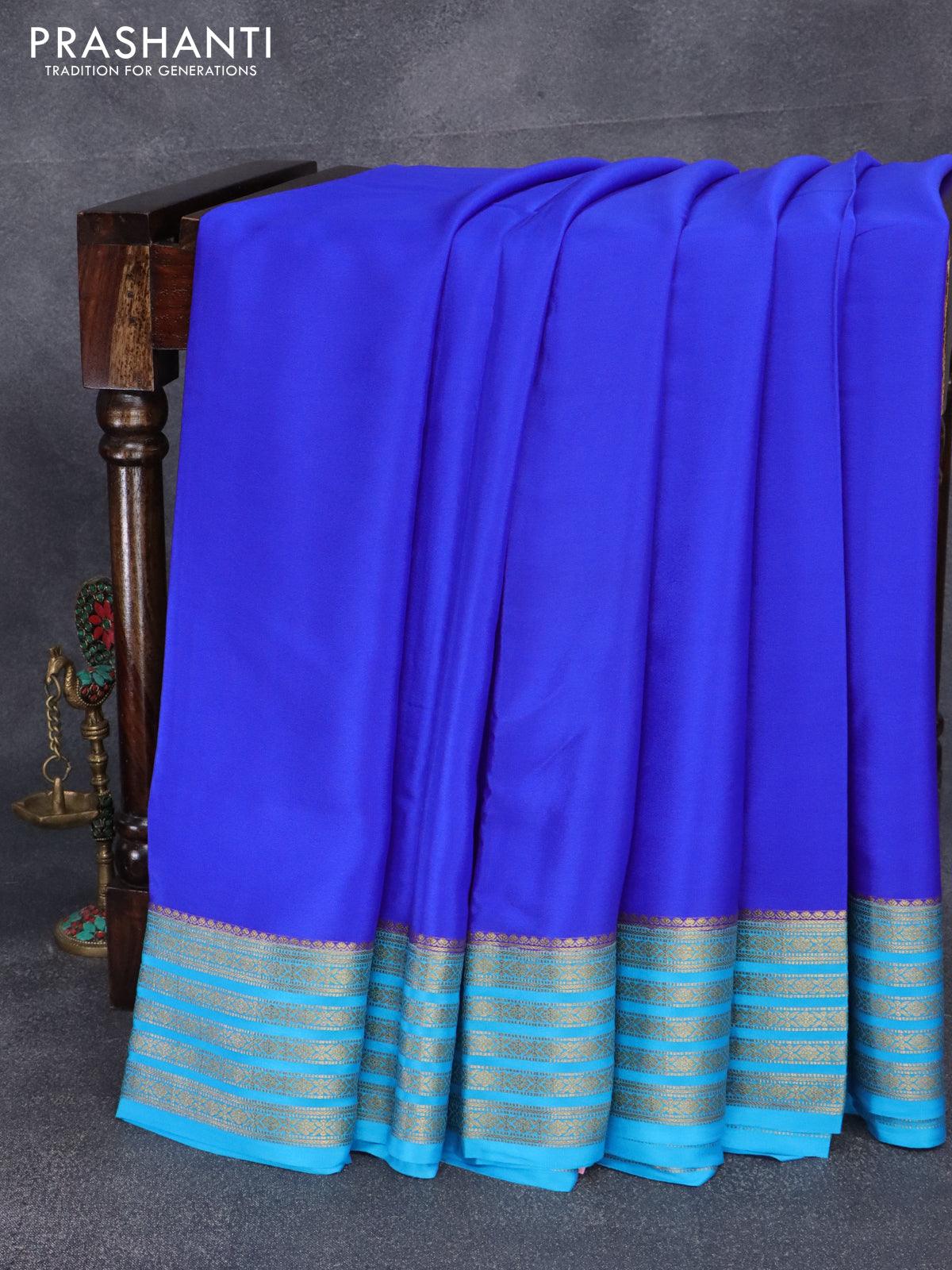 Peacock Blue Plain Border Premium Polycotton Raw Silk Saree For Front  Office Uniform Sarees at Rs 650 | Uniform Saree in Surat | ID: 22758954348