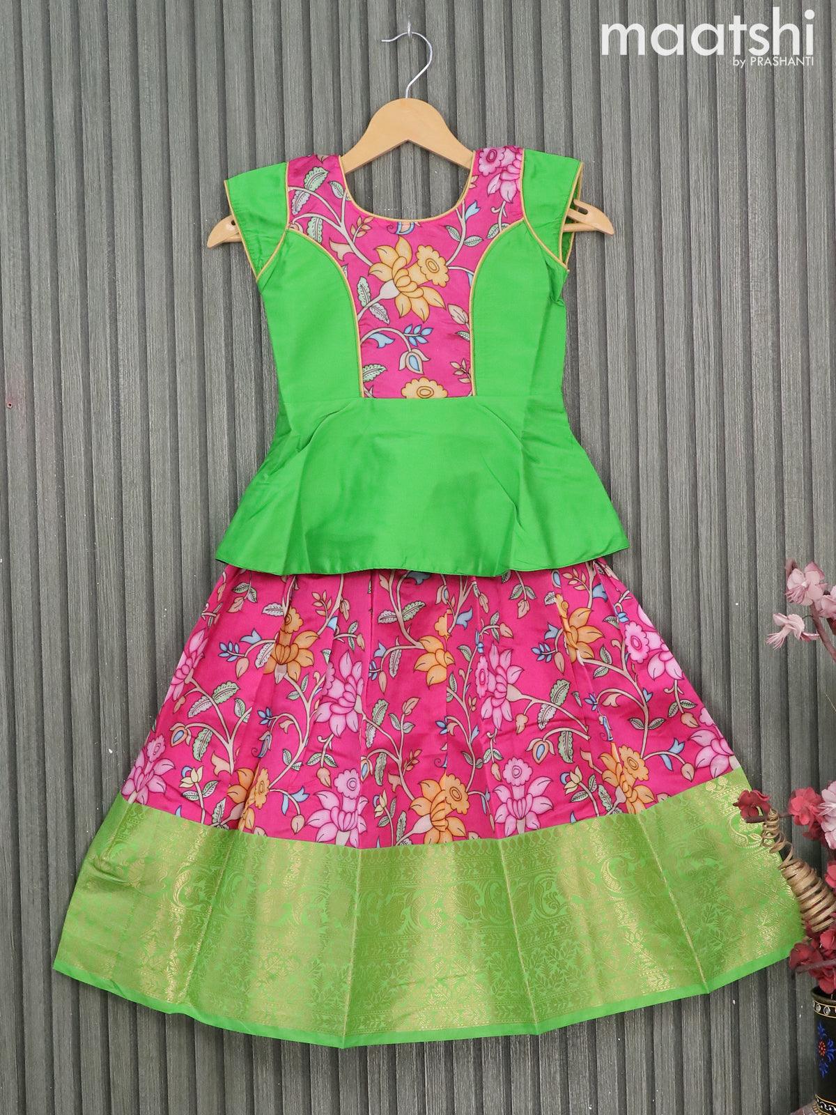 Parrot Green Color Party Wear Silk Jacquard Lehenga & Blouse with Dupa –  fashionnaari