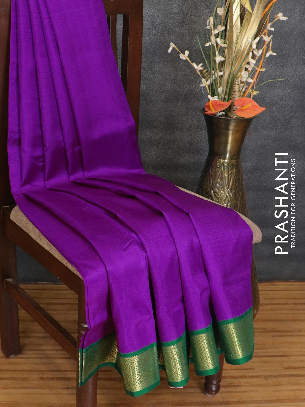 Semi Kanjivaram Shoulder Butti Saree with Green Border |