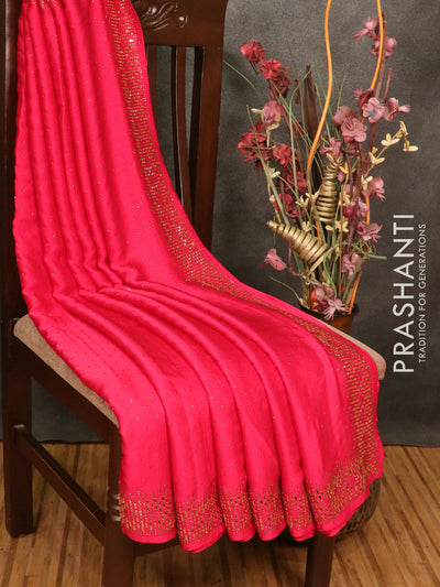 Designer satin saree pink with swarovski work